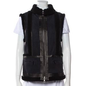 VINCE leather shearling vest